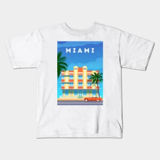 Miami, USA - Retro travel minimalistic poster Kids T-Shirt